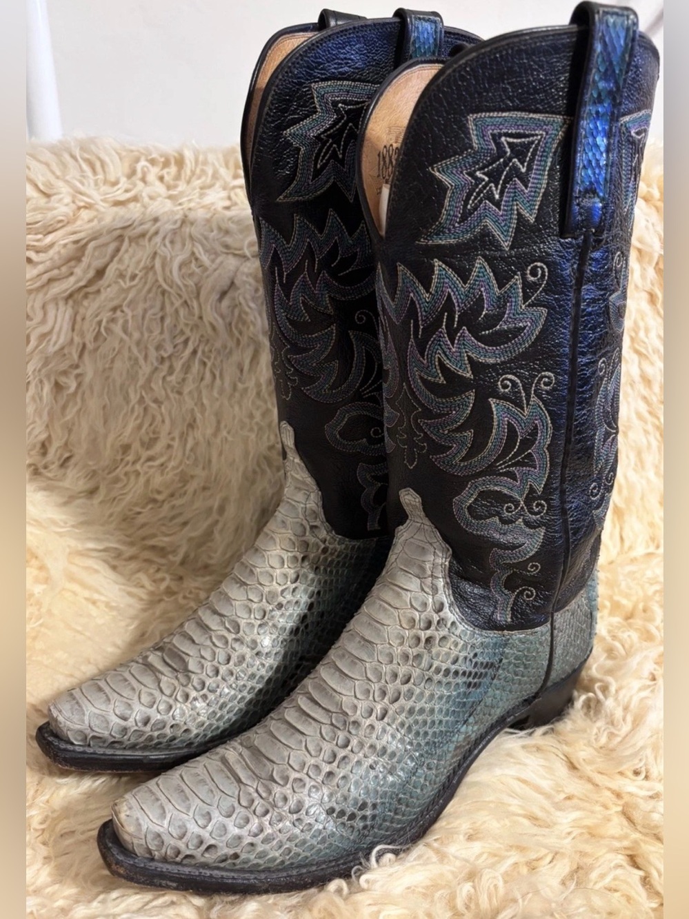 Lucchese 1883 blue & black Python Women’s Western Boots 7.5B